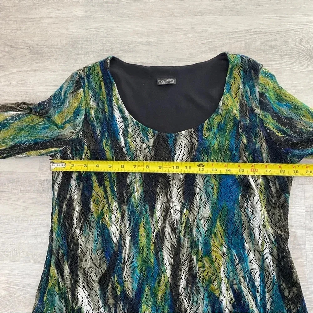 Clientele Watercolor Lace Overlay Frilly Blouse Size M